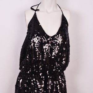 GUDI Black Sequin Halter Dress (XL) NWT